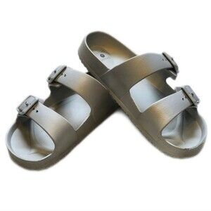 Shade & Shore For Target, Silver Gray Molded Sandals W/ Buckles, 7